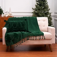 Green Chenille Jolly Christmas Pillow