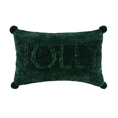Green Chenille Jolly Christmas Pillow
