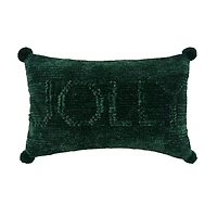 Green Chenille Jolly Christmas Pillow