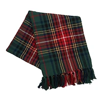 Green Tartan Plaid Fringe Throw