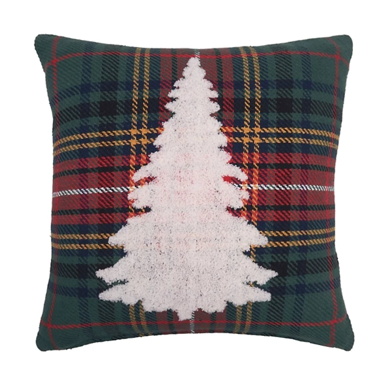 Green Plaid Christmas Tree Pillow