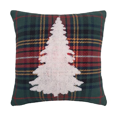Green Plaid Christmas Tree Pillow