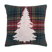 Green Plaid Christmas Tree Pillow