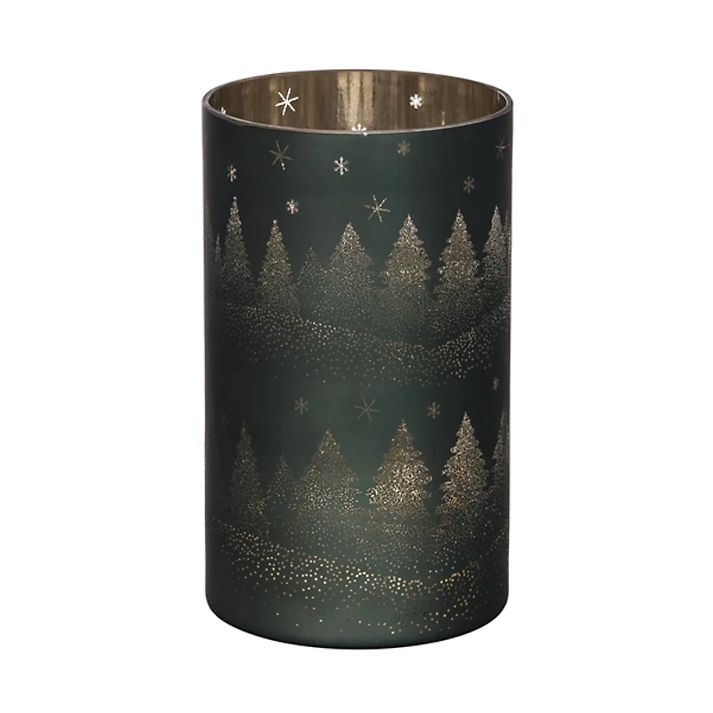 Green Pine Tree Pillar Candle Holder