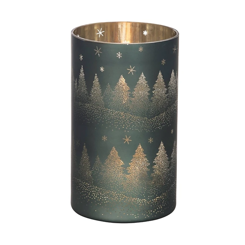 Green Pine Tree Pillar Candle Holder