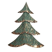 Green and Gold Finish Metal Christmas Tree, 14 in.
