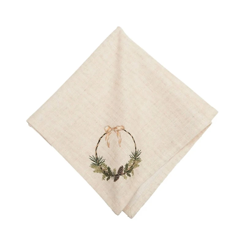 Christmas Pinecone Wreath Napkins, Set of 4