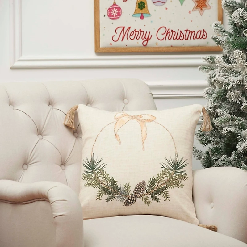 Pinecone Wreath Christmas Pillow
