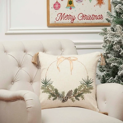 Pinecone Wreath Christmas Pillow