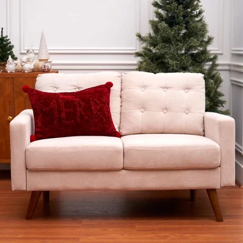 Red Chenille Merry Christmas Pillow