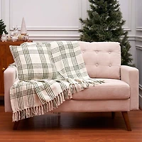 Sage Green and Gold Plaid Pillow