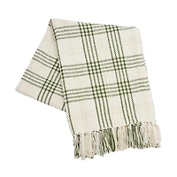 Sage Green and Gold Plaid Throw