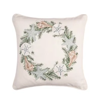 Embroidered Shell Wreath Christmas Pillow