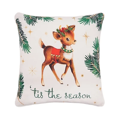 Vintage Reindeer Christmas Pillow
