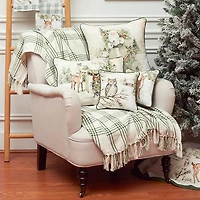 Winter Santa and Animals Christmas Pillow