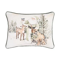 Winter Santa and Animals Christmas Pillow