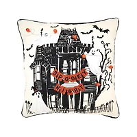 Spooky Night Haunted House Halloween Pillow