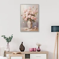 Vase of Pink Roses Framed Canvas Art Print