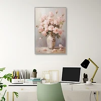 Vase of Pink Roses Framed Canvas Art Print