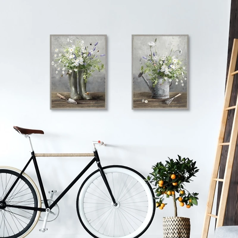 Cottage Garden Framed Canvas Art Prints, Set of 2