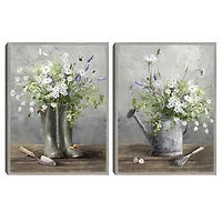 Cottage Garden Framed Canvas Art Prints, Set of 2
