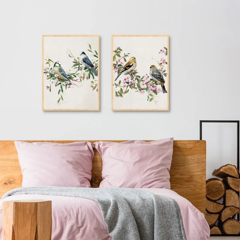 Songbird Duos Framed Canvas Art Prints, Set of 2