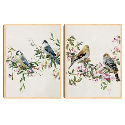 Songbird Duos Framed Canvas Art Prints, Set of 2
