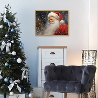 Snowy Santa Claus Framed Canvas Art Print