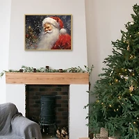 Snowy Santa Claus Framed Canvas Art Print