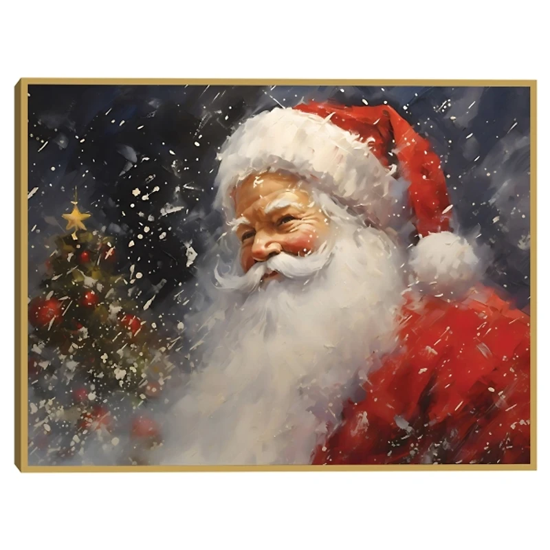 Snowy Santa Claus Framed Canvas Art Print
