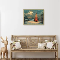 Full Moon Christmas Tree Framed Canvas Art Print