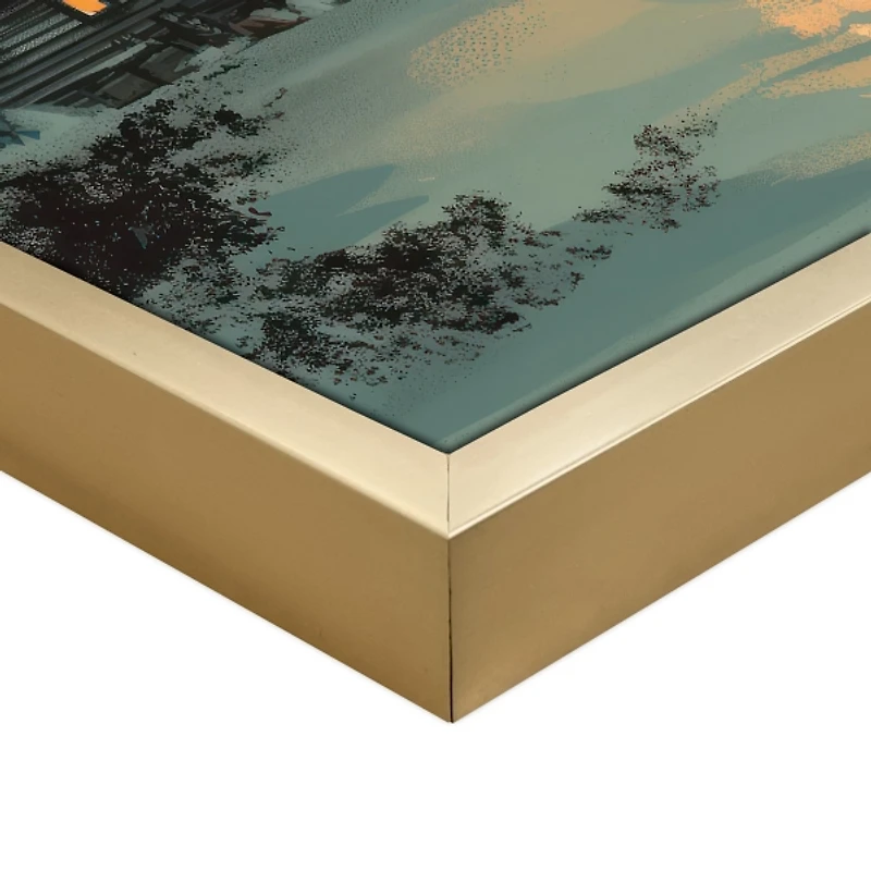 Full Moon Christmas Tree Framed Canvas Art Print