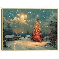 Full Moon Christmas Tree Framed Canvas Art Print