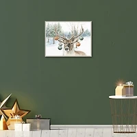 Reindeer Ornaments Framed Canvas Art Print
