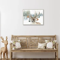 Reindeer Ornaments Framed Canvas Art Print