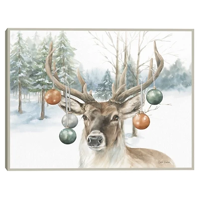 Reindeer Ornaments Framed Canvas Art Print