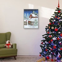 Cozy Christmas House Framed Canvas Art Print