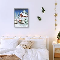 Cozy Christmas House Framed Canvas Art Print
