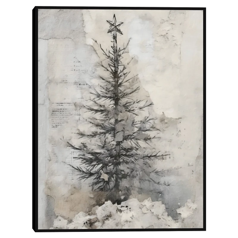Christmas Tree on Paper Framed Canvas Art Print