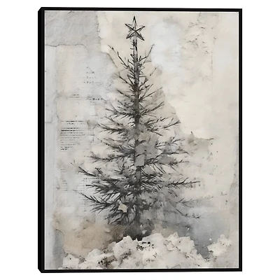 Christmas Tree on Paper Framed Canvas Art Print