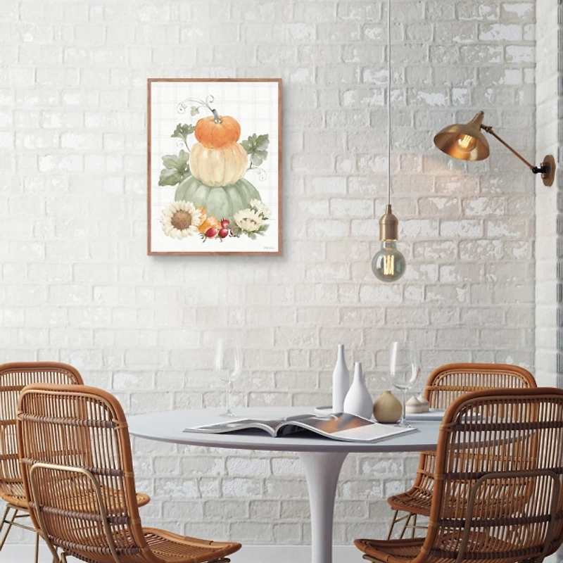 Simple Harvest Pumpkin Framed Canvas Art Print