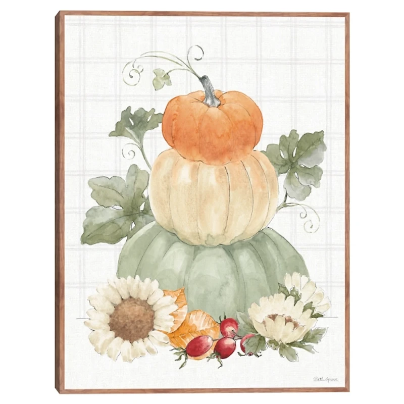 Simple Harvest Pumpkin Framed Canvas Art Print