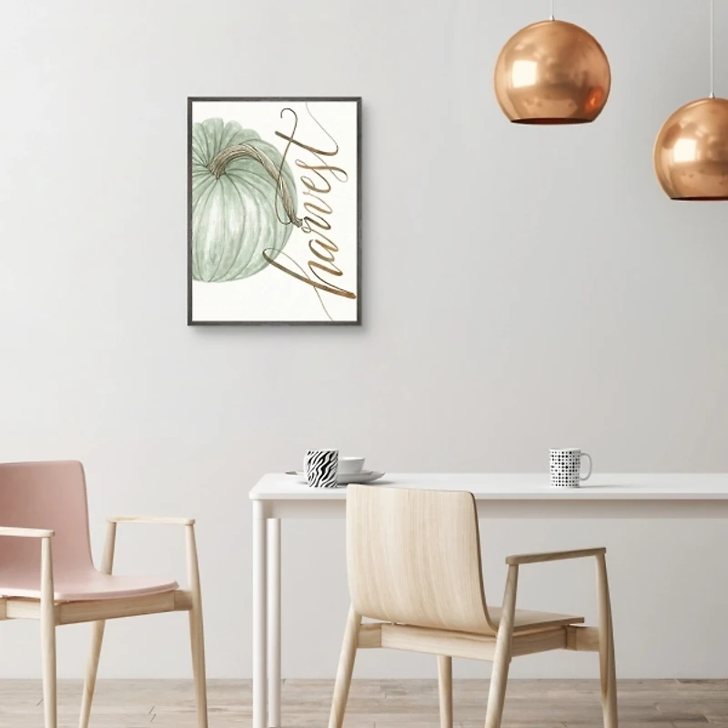 Green Harvest Pumpkin Framed Canvas Art Print