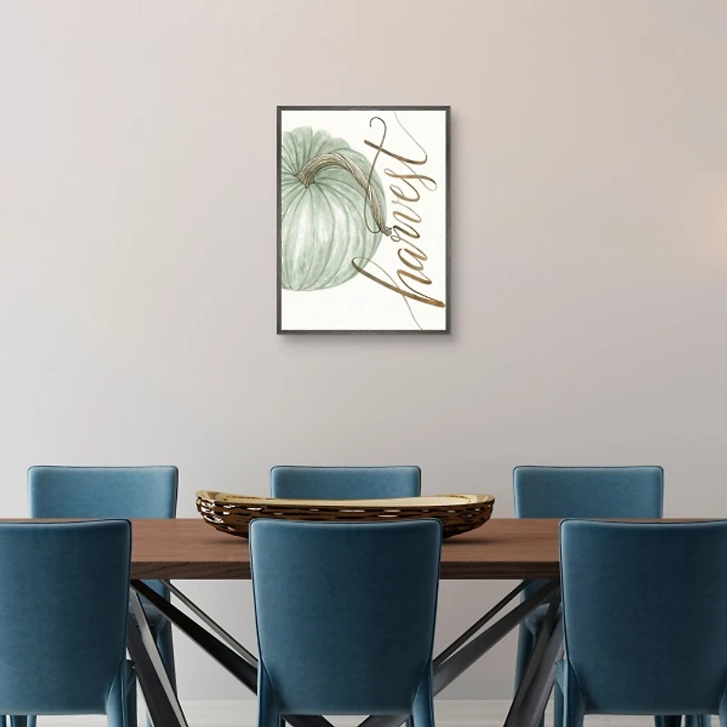 Green Harvest Pumpkin Framed Canvas Art Print