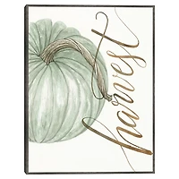 Green Harvest Pumpkin Framed Canvas Art Print