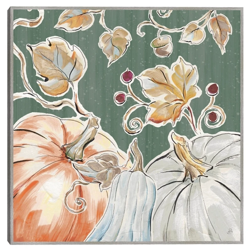 Pumpkin Patch Framed Canvas Art Print