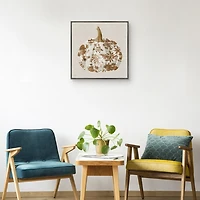 Brown Floral Pumpkin Framed Canvas Art Print