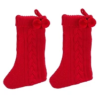Red Cable Knit Nutmeg Stockings, Set of 2