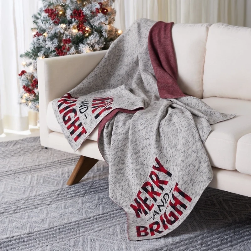 Gray Merry and Bright Throw