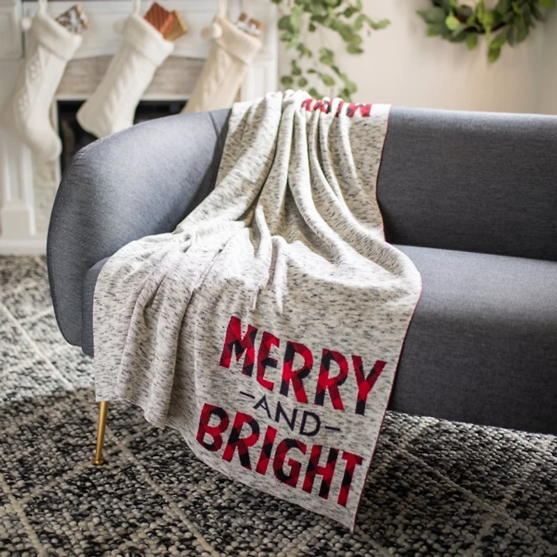 Gray Merry and Bright Throw